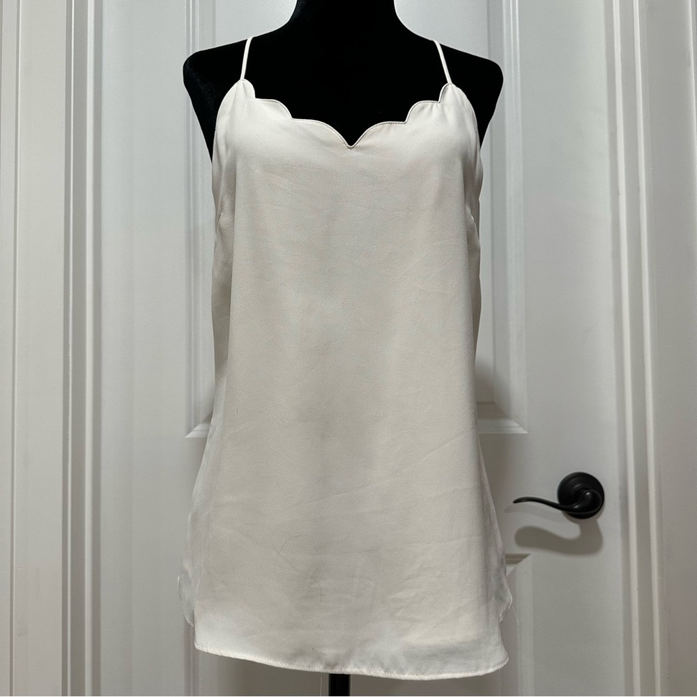 J.Crew Women's Ivory Off-White Scallop-Edge Camisole Top Tank Size 4